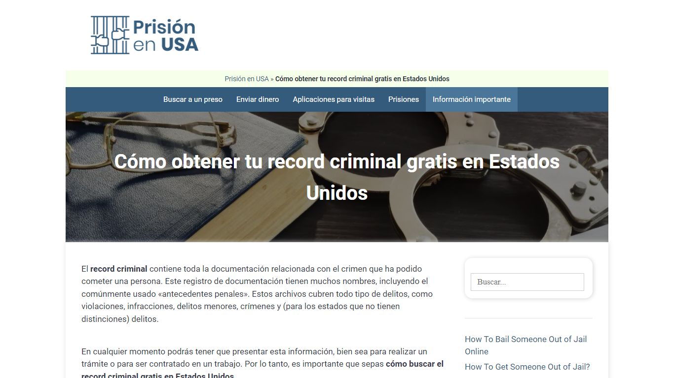 Cómo obtener tu record criminal gratis en Estados Unidos - Prisión en USA